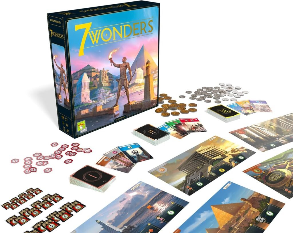 componentes del juego de mesa 7 wonders